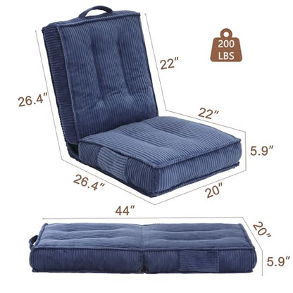 Adjustable Floor Chair with Back Support, 6-Position, Folding Japanese Meditation Tatami Chair, Comfy Gaming Chairs for Adults, Accent Sofa Reading Chairs, Living Room, Bedroom, Navy Blue - color: Navy Blue