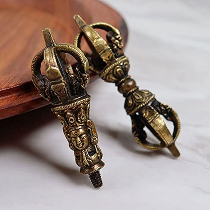 Hand Bell,Buddhist Meditation Bell It Can Also Be Played Like A Singing Bowl, Producing A Delicate And Inspiring Sound By Rubbing The Wooden Punch Along The Rim Of The Bell