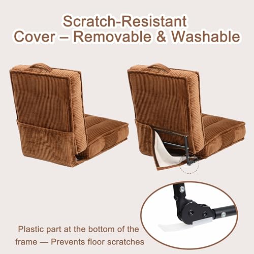 Adjustable Floor Chair with Back Support, 6-Position, Folding Japanese Meditation Tatami Chair, Comfy Gaming Chairs for Adults, Accent Sofa Reading Chairs, Living Room, Bedroom, Coffee - color: Coffee