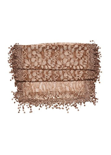 Cindy and Wendy Lightweight Soft Leaf Lace Fringes Scarf Bridal Veils shawl for Women - color: Brown