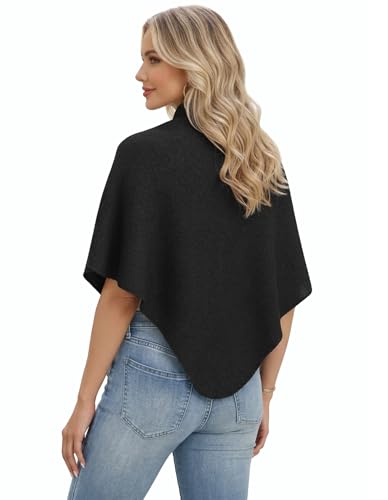 Shawl Wraps Women Pashmina Cardigan Triangle Cape Knit Shoulder Top Sweater Scarf for Fall Winter - color: 01 Black