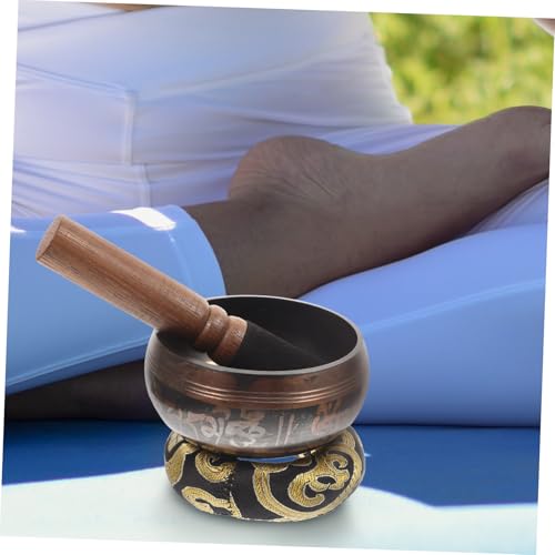 Tibetan Singing Bowl Handcrafted Meditation Accessory with Mallet for Yoga Mindfulness Relaxation and Buddhist Practice Random Color