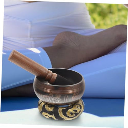 Tibetan Singing Bowl Handcrafted Meditation Accessory with Mallet for Yoga Mindfulness Relaxation and Buddhist Practice Random Color
