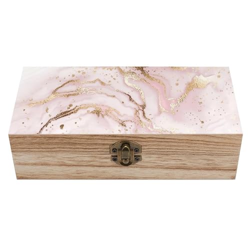 Pink Marble Wooden Storage Box Decorative Trinket Keepsake Box Wood Jewelry Organizer Box for Bedroom Office with Hinged Lid And Front Clasp - color: style-8