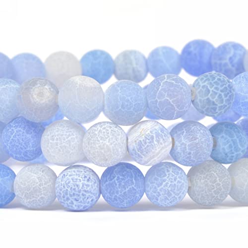 Justinstones Gem Semi Precious Gemstone 6mm Round Beads Stretch Bracelet 6.5 Inch Unisex - color: Light Blue Weathered Agate