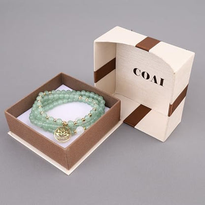 COAI Japamala Namaste Charm 108 Mala Beads Wrap Bracelet Stone Beaded Necklace - style: Green Aventurine