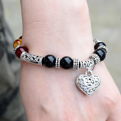 7 chakra bracelet natural beads yoga meditation religion healing balance stone beaded bracelet for women heart pendant