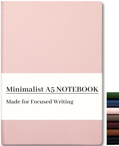 CAGIE Lined Journal Notebook for Men & Women,176 Pages A5 Medium Size, Softcover Leather Journals for Writing, College Ruled Notebook for Work & School, 100 GSM Thick Paper (5.7'' x 8.3'') (Pink) - color: Pink, size: 1 Pack