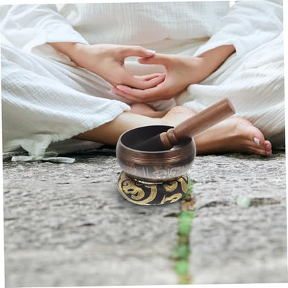 Tibetan Singing Bowl Handcrafted Meditation Accessory with Mallet for Yoga Mindfulness Relaxation and Buddhist Practice Random Color