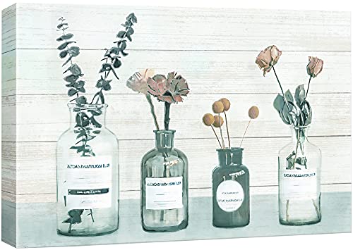 wall26 Canvas Print Wall Art Watercolor Imprint Flowers and Stems Botanical Wilderness Illustrations Minimalism Modern Group Colorful Pastel for Living Room, Bedroom, Office - 12"x18" - color: Bse27-2107-008-fo19, size: 18"L x 12"W