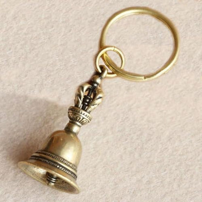 FOMIYES Brass Lucky Beads Hand Bell - 2Pcs Buddhist Meditation Prayer Bells for Self Healing - Retro Keychain Pendants for Decoration