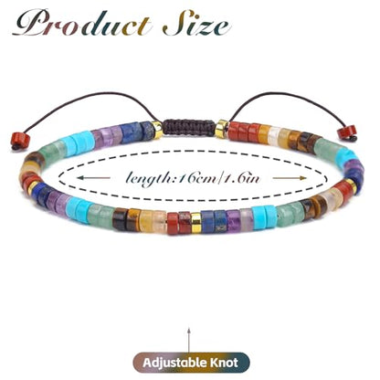 BONNY BOXX Braided Genuine Bracelet, Elegant Handcrafted Natural Gemstone Crystal Bracelet Healing Power Energy Inspirational Gifts with Card for Unisex - color: Chakra, size: 2*4MM