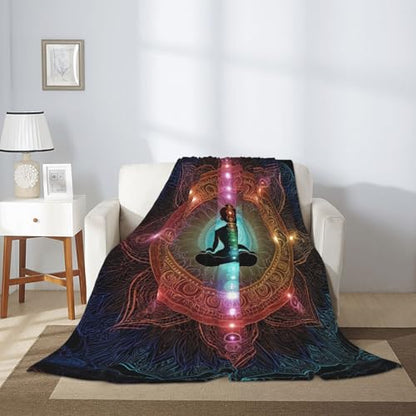Mandala Yoga Meditative Gift Blanket Throw Blanket Lightweight Cozy Plush Bed Blanket for Bedroom Living Rooms Sofa All Season 50"x40" - size: 50"x40"