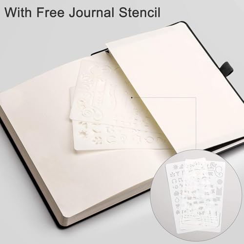 EMSHOI Dotted Notebook - 256 Pages A5 Dotted Grid Journal Notebook,120gsm Thick Paper,16 Perforated Pages, Smooth PU Leather, Inner Pocket,5.75'' × 8.38''-Black - color: Black, size: A5-Dotted