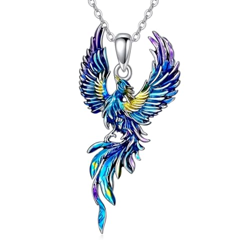 Hummingbird/Phoenix/Owl/Dove/Flamingo/Raven/Blue Jay/Cardinal/Peacock/Eagle/Parrot/Robin Necklace for Women 925 Sterling Silver Bird Pendant Necklace Animal Jewelry Gift for Mother Wife - style: Phoenix Necklace