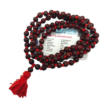 BRIJ HAAT Red Sandalwood Prayer Mala, 108+1 Beads, Meditation Necklace - size: 8mm Beads