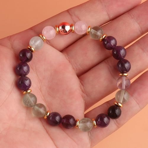 KSQS Healing Stone Bead Bracelet for Women, Natural Gemstones Balance Protection Bracelet, Spiritual Crystal Beads Bracelet Anxiety Relief with Meaning Card - style: Calm