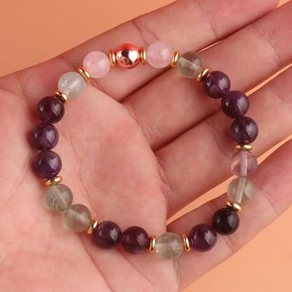 KSQS Healing Stone Bead Bracelet for Women, Natural Gemstones Balance Protection Bracelet, Spiritual Crystal Beads Bracelet Anxiety Relief with Meaning Card - style: Calm