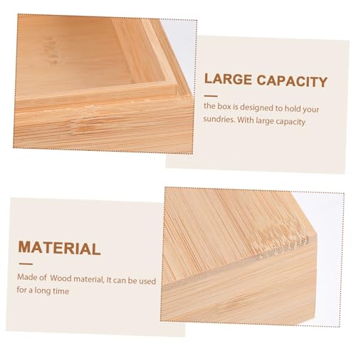 Holibanna 1pc Square Wooden Desktop Storage Box Lid Natural Organizer for Sundries Jewelry and Items and Portable Home Storage