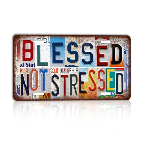 Vintage License plate Blessed Not Stressed Wall Decor Metal Sign Tin Signs for Bar Home Bedroom Garage - color: Plate-I-03