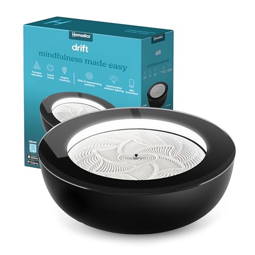 Homedics Drift Sandscape, Perpetual Motion Machine, Zen Garden, Meditation Accessories, Decorative Sandscape, Bluetooth, iOS, Android 16 Inch (Medium), Black - color: Black, size: 16 Inch (Medium)