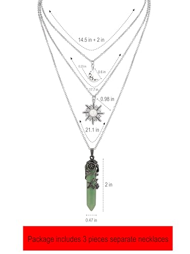 Sacina Gothic Emo Grunge Crescent Moon Choker, Moon Sun Star Choker Necklace, Goth Gothic Necklace, Halloween Christmas Jewelry Gift for Women - color: Green