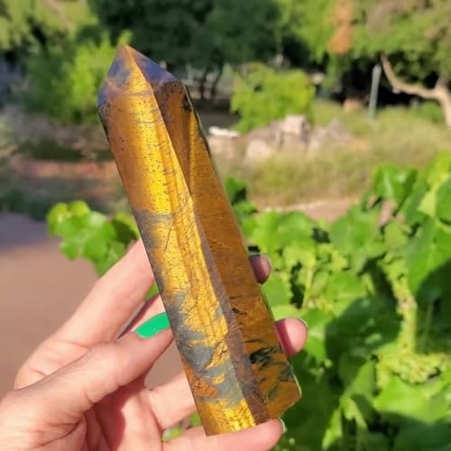 Natural Tiger Eye Stone Crystal Point Wand 5.9 Inch Reiki Healing Crystal Wand for Reiki Chakra Balancing Meditation & Spiritual Energy Therapy(5.9inch Wand Tiger Eye Stone) - color: 5.9inch Wand Tiger Eye Stone