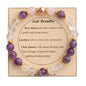 KSQS Healing Stone Bead Bracelet for Women, Natural Gemstones Balance Protection Bracelet, Spiritual Crystal Beads Bracelet Anxiety Relief with Meaning Card - style: Just Breath