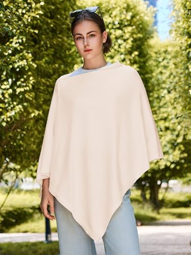 Lacretazhi Women'S Shawl Wraps Poncho Sweater Lightweight Knit Scarf With Buttons Versatile Cape Cardigan Spring Summer Fall - color: Beige Pink