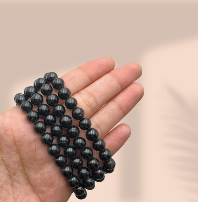 GEMSCITE Japa Mala 108 Prayer Beads Perfect for Meditation Spiritual Mala Necklace & Wrist Mala Bracelet - color: Black Agate, size: Without Knots