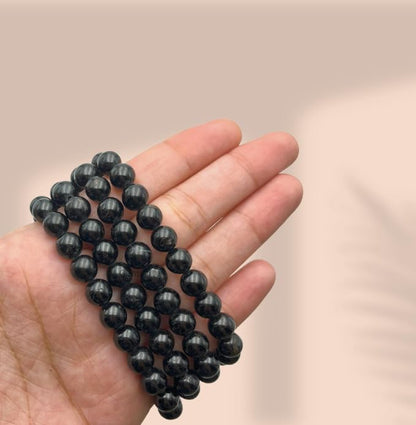 GEMSCITE Japa Mala 108 Prayer Beads Perfect for Meditation Spiritual Mala Necklace & Wrist Mala Bracelet - color: Black Agate, size: Without Knots