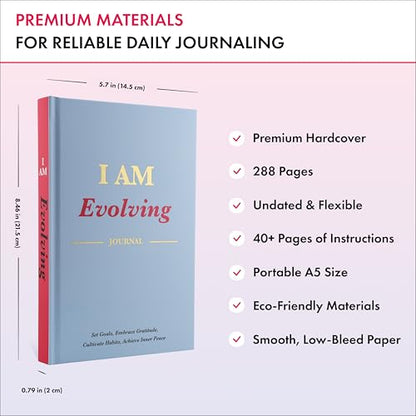 Daily Gratitude, Goal Setting & Habit Tracker Journal for Women & Men with 9-Point Emotional Wellness Scale — iAmEvolving™ 288-Page Hardcover Personal Growth Planner (Columbia Blue Cover) - color: Columbia Blue