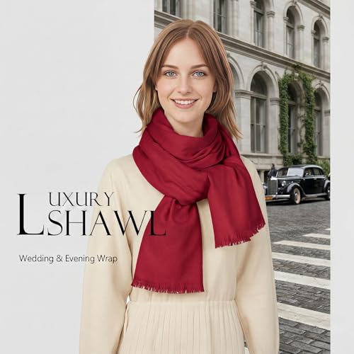Shawl Wraps for Women Pashmina Shawls and Wraps for Evening Dresses Large Soft Scarf Winter Scarf Wedding Shawl… - color: Red