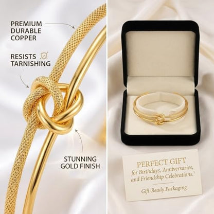 Gold Knot Cuff Bracelets for Women,Adjustable Rope Stack Non Tarnish Statement Forever Friendship Minimalist Trendy Bracelet Jewelry Gifts for Women