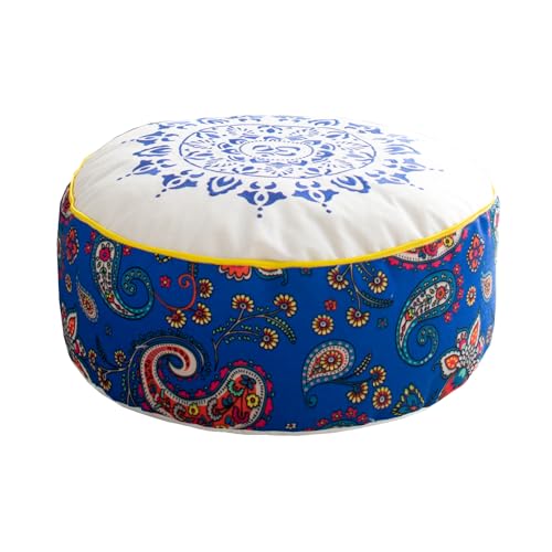 Handmade Chakr Design Floor Pillows I Extra Large Yoga Cushions I Seat Cushion 19.68 ‘’ I Meditation Pillow with Chakr Colors I Round Floor Cushion for Meditation, Mindfulness(Blue (AJNA))
