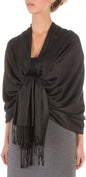 Sakkas 78" X 28" Rayon from Bamboo Soft Solid Pashmina Feel Shawl/Wrap/Stole - color: Black