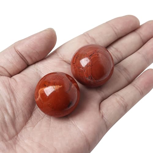 Hand Exercise Balls 30mm for Women - Set of 2 Natural Crystal Stone Spheres - Finger Joint Relief & Stress Relax, Perfect Size for Women's Hands, Red Jasper - color: Red Jasper