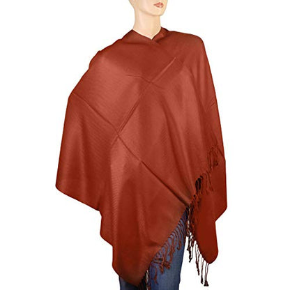Falari Women's Soft Solid Color Pashmina Shawl Wrap Scarf, for Wedding, Bridesmaid Gifts, Evening Dress - color: Rust