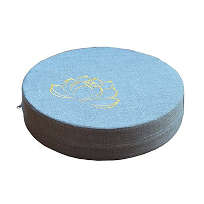 FANCY PUMPKIN [Embroidery Lotus] Buddhist Seat Mat Yoga Meditation Floor Pillow Zafu, Light Gray