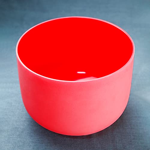 Hye-eun 432hz Crystal Singing Bowl,10 inch C Note Root Chakra Red Frosted Quartz Sound Bowl without Carrier Case for Yoga Healing Sound Energy Vibration - color: 10"C 432hz Red without bag