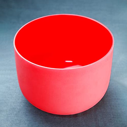 Hye-eun 432hz Crystal Singing Bowl,10 inch C Note Root Chakra Red Frosted Quartz Sound Bowl without Carrier Case for Yoga Healing Sound Energy Vibration - color: 10"C 432hz Red without bag