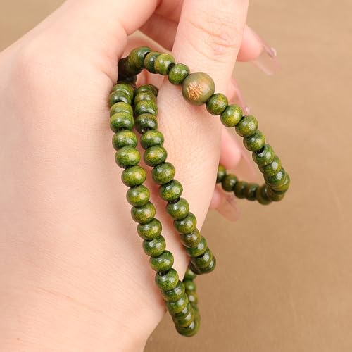 1PCS 6MM Bead Bracelets for Men and Women Unisex Mala Bracelet Beaded Tibetan Prayer Buddha Bead for Meditation - color: Green02