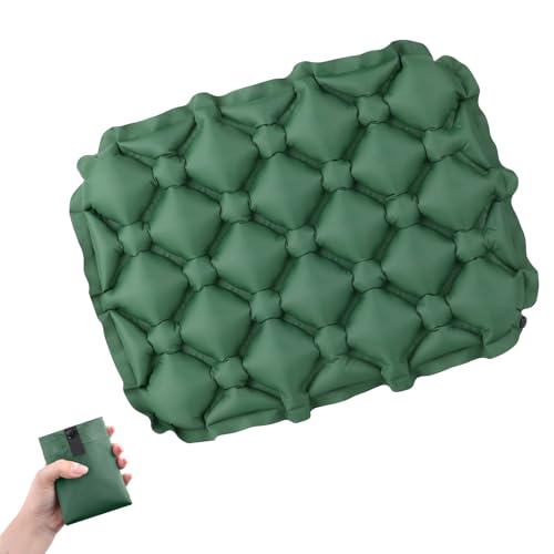 Inflatable Seat Cushion Travel Portable Lightweight Air Stadium Seat Pad Chair Pad with Storage Bag for Airplane Camping Bleacher Hiking Office Car Outdoor (Green) - color: Green