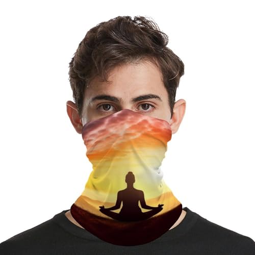 Yoga Meditation Balaclava UV Protection Cooling Neck Gaiter Bandana Breathable Face Cover Scarf for Men Women White