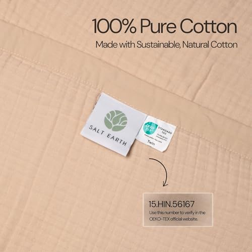 Salt Earth 100% Cotton Muslin Throw Blanket Gauze Blanket 55"X75" Twin, 4 Layered for Couch, Bed, Living Room, Home, Lightweight & All Season Blankets & Throws, Easy wash, Skin Friendly (Parchment) - color: Parchment, size: 55"X75" Twin