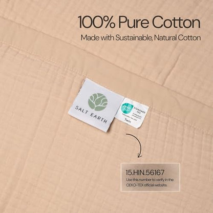 Salt Earth 100% Cotton Muslin Throw Blanket Gauze Blanket 55"X75" Twin, 4 Layered for Couch, Bed, Living Room, Home, Lightweight & All Season Blankets & Throws, Easy wash, Skin Friendly (Parchment) - color: Parchment, size: 55"X75" Twin