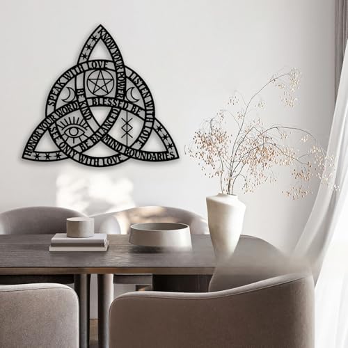 Celtic Rope Knot Metal Wall Decor - Infinity Symbol Triquetra Knot Room Decor Wall Art Home Decor for Living Room, Bedroom, Dining Room, Office (Black)