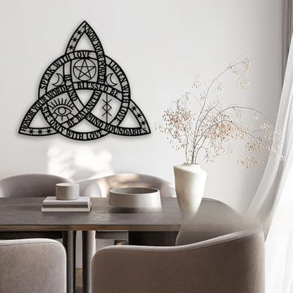 Celtic Rope Knot Metal Wall Decor - Infinity Symbol Triquetra Knot Room Decor Wall Art Home Decor for Living Room, Bedroom, Dining Room, Office (Black)