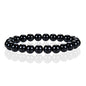 Cherry Tree Collection Gemstone Beaded Stretch Bracelet 8mm Round Beads 7" - color: Jet Stone