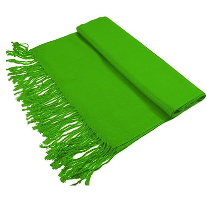 Glory Max Women Large Soft Silky Pashmina Shawl Wrap Scarf in Plain Solid Colors - color: Kelly Green